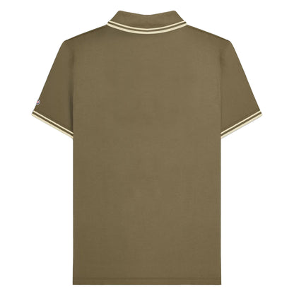 Khaki Brown-Oatmeal - Back - Lambretta Mens SS25 Twin Tip Polo Shirt