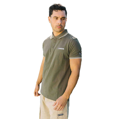 Khaki Brown-Oatmeal - Side - Lambretta Mens SS25 Twin Tip Polo Shirt