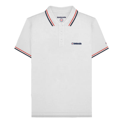 White-Red-Navy - Front - Lambretta Mens SS25 Twin Tip Polo Shirt