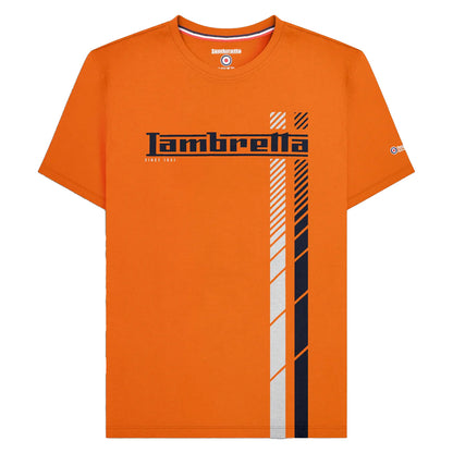 Orange - Front - Lambretta Mens SS25 Racing Stripe Big & Tall T-Shirt