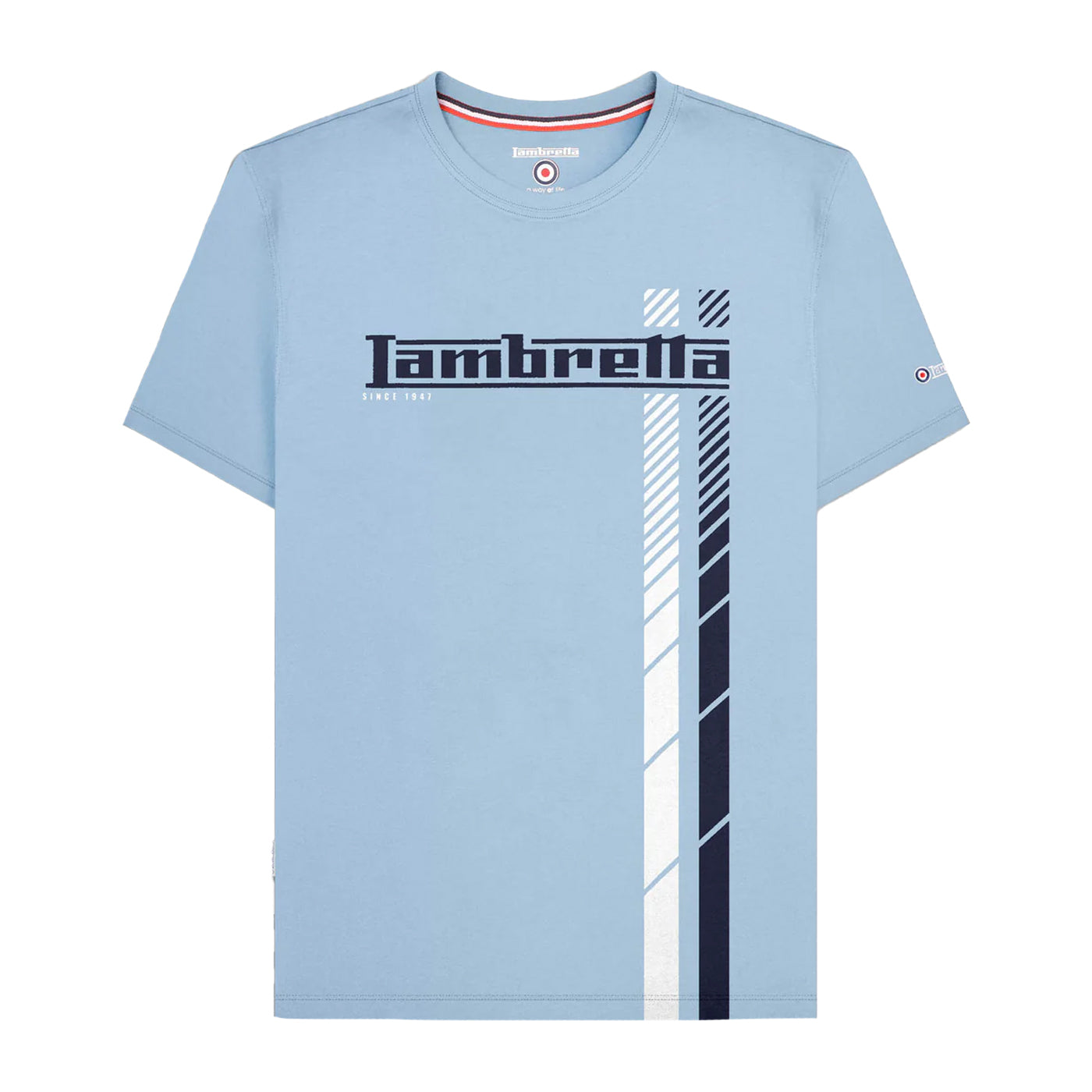 Sky Blue - Front - Lambretta Mens SS25 Racing Stripe Big & Tall T-Shirt