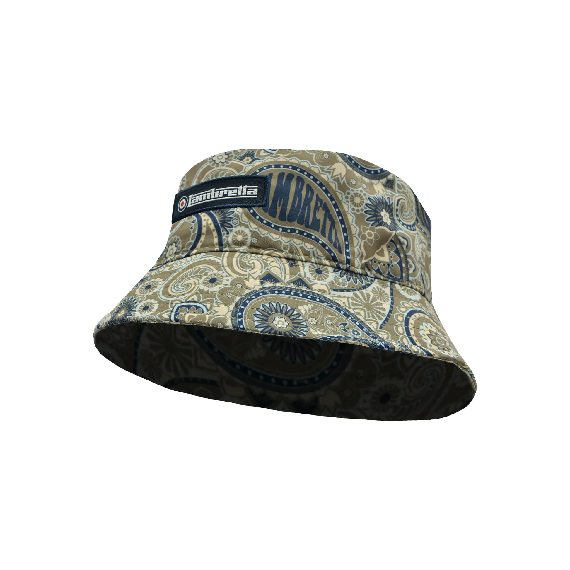 Khaki Green-Navy - Back - Lambretta Paisley Bucket Hat