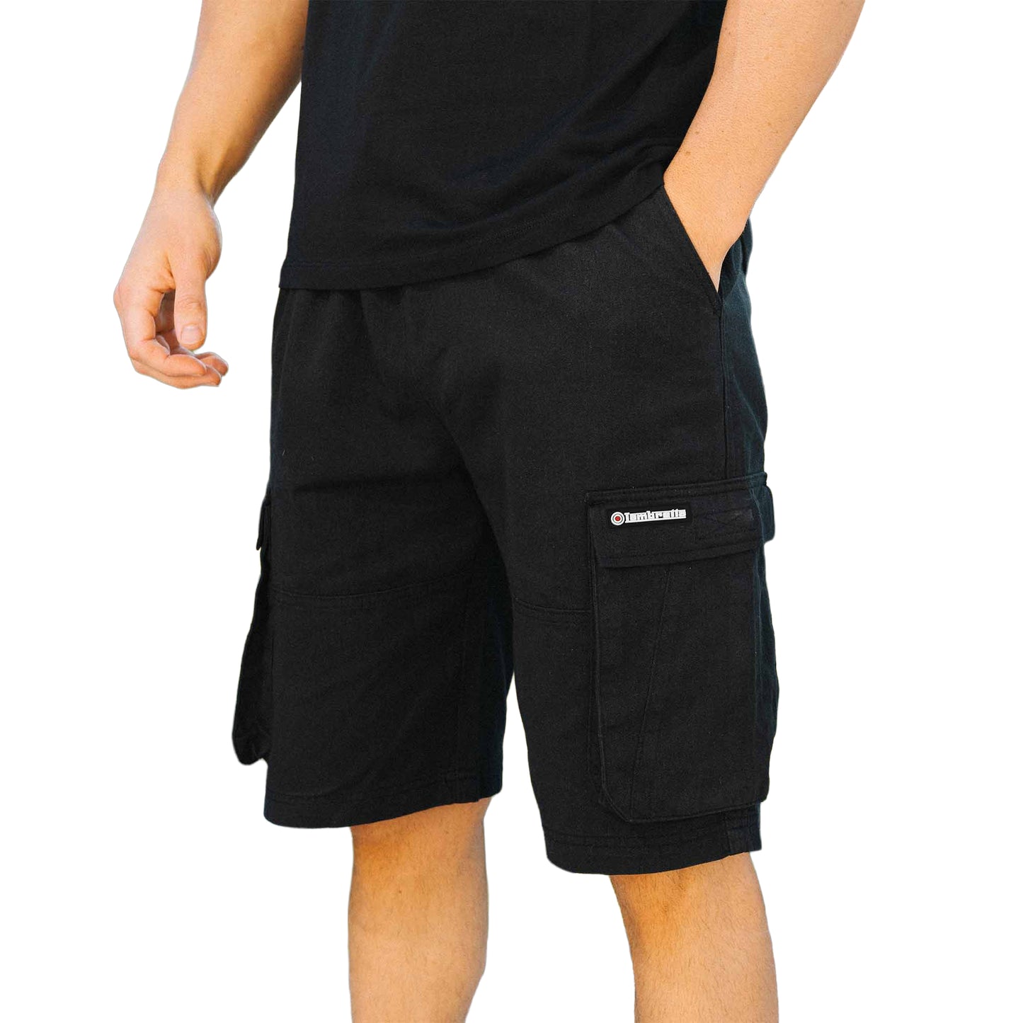 Black - Side - Lambretta Mens Utility SS25 Cargo Shorts