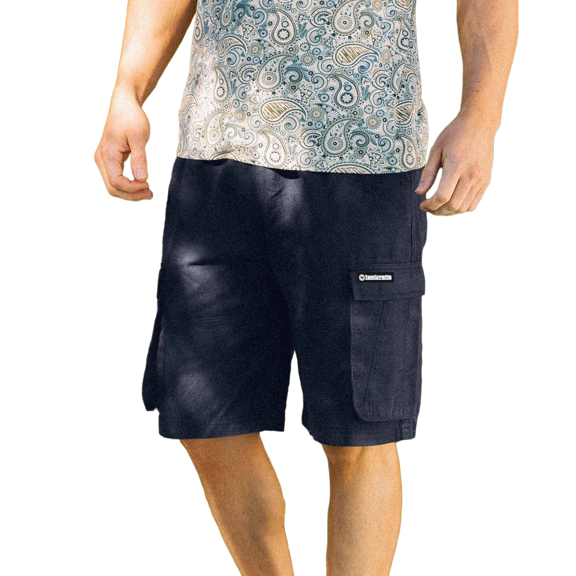 Navy - Side - Lambretta Mens Utility SS25 Cargo Shorts