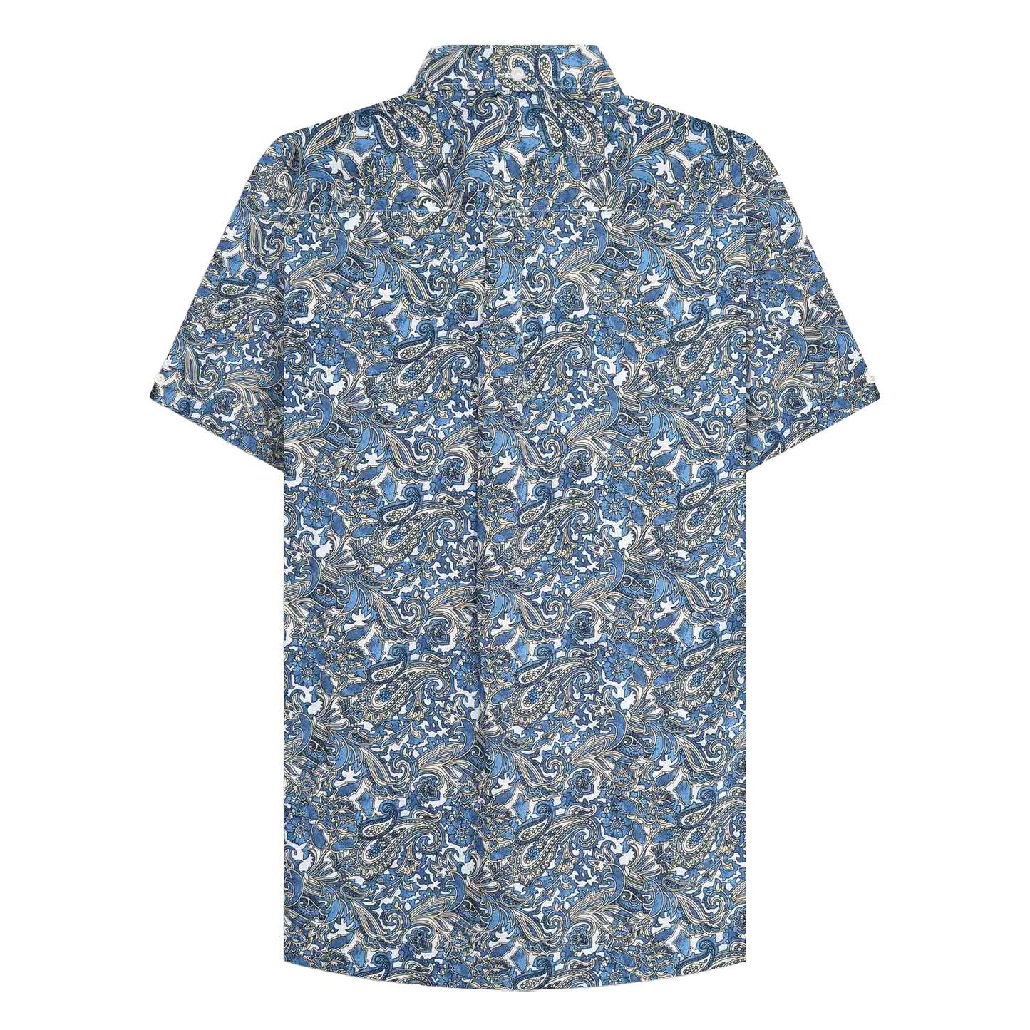 White-Blue - Back - Lambretta Mens SS25 Paisley Shirt