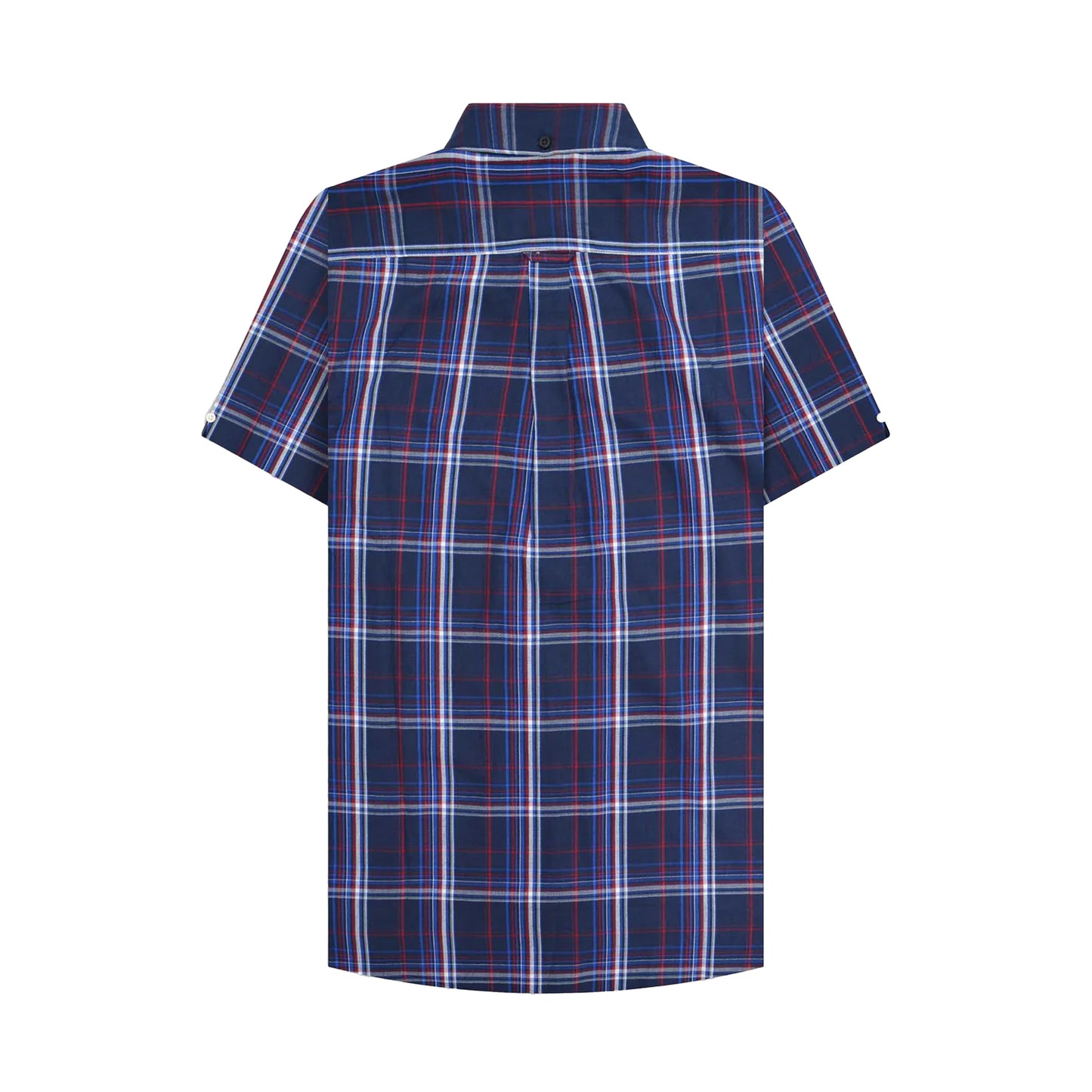 Navy-Blue-Red - Back - Lambretta Mens SS25 Checked Shirt