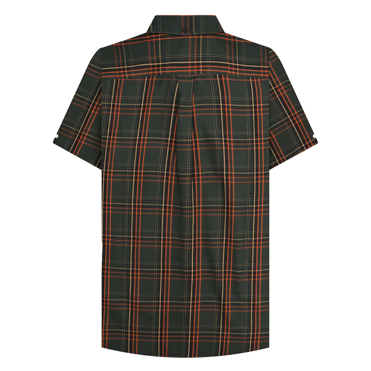 Khaki Green-Orange - Back - Lambretta Mens SS25 Checked Shirt