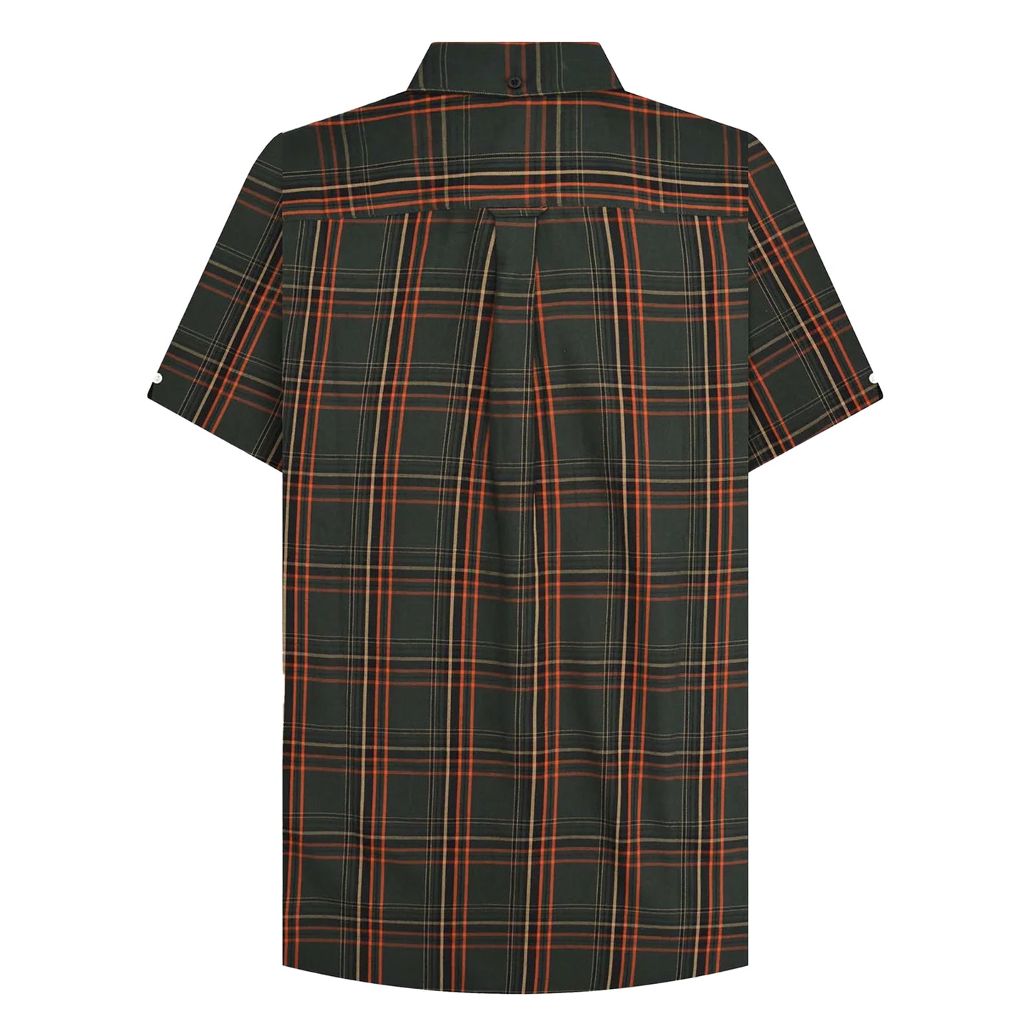 Khaki Green-Orange - Back - Lambretta Mens SS25 Checked Shirt
