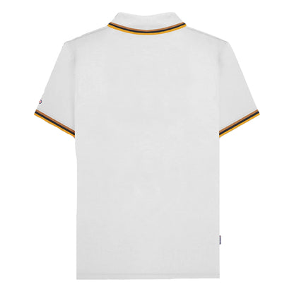 White-Tobacco-Navy-Gold - Back - Lambretta Mens SS25 Triple Tipped Big & Tall Polo Shirt