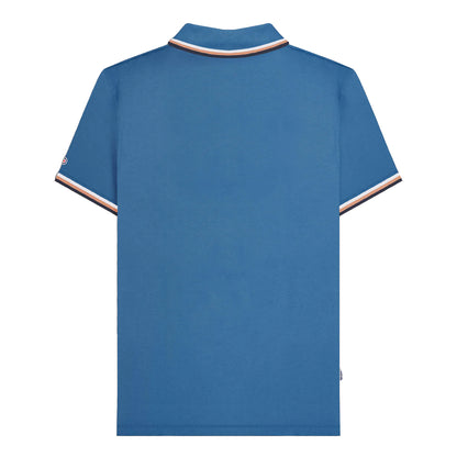 Dark Blue-White-Cork-Navy - Back - Lambretta Mens SS25 Triple Tipped Big & Tall Polo Shirt