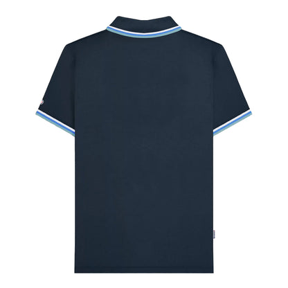 Navy-White-Blue-Smoke Blue - Back - Lambretta Mens SS25 Triple Tipped Big & Tall Polo Shirt