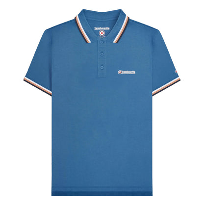 Dark Blue-White-Cork-Navy - Front - Lambretta Mens SS25 Triple Tipped Big & Tall Polo Shirt