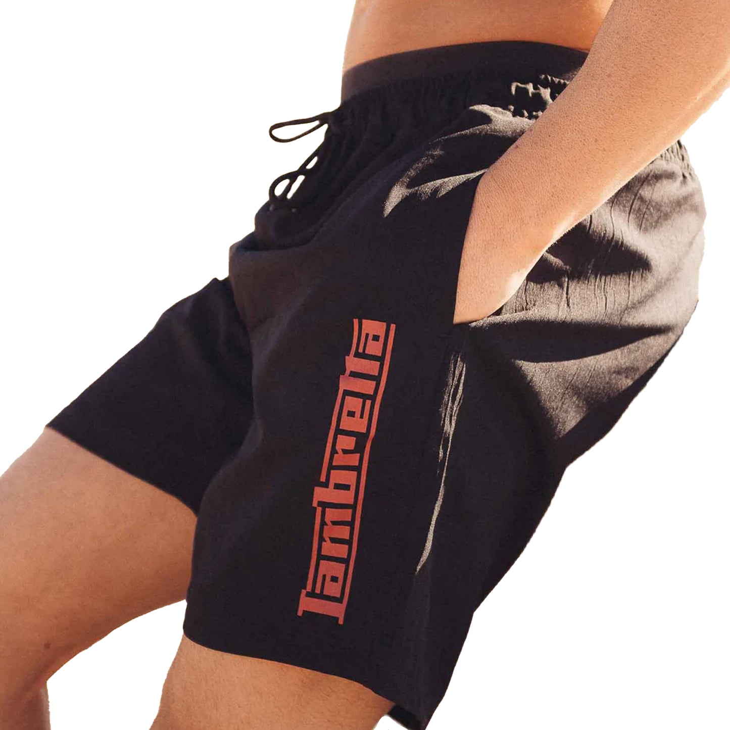 Black - Side - Lambretta Mens SS25 Swim Shorts