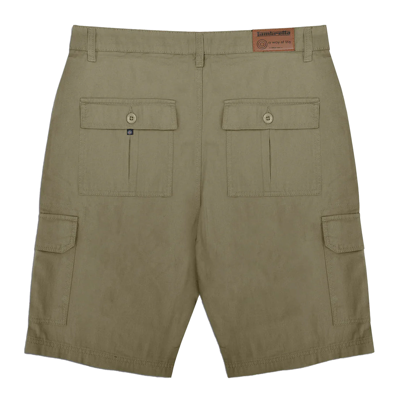 Khaki Green - Back - Lambretta Mens SS25 Cargo Shorts