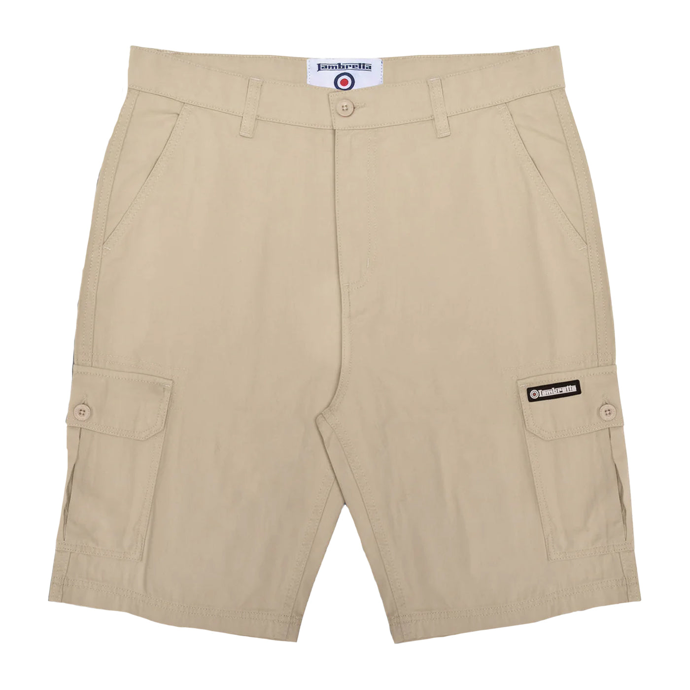Stone - Front - Lambretta Mens SS25 Cargo Shorts
