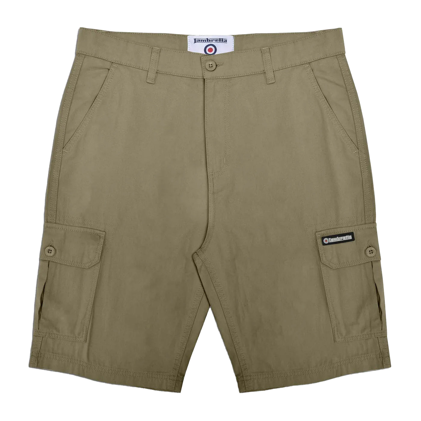 Khaki Green - Front - Lambretta Mens SS25 Cargo Shorts