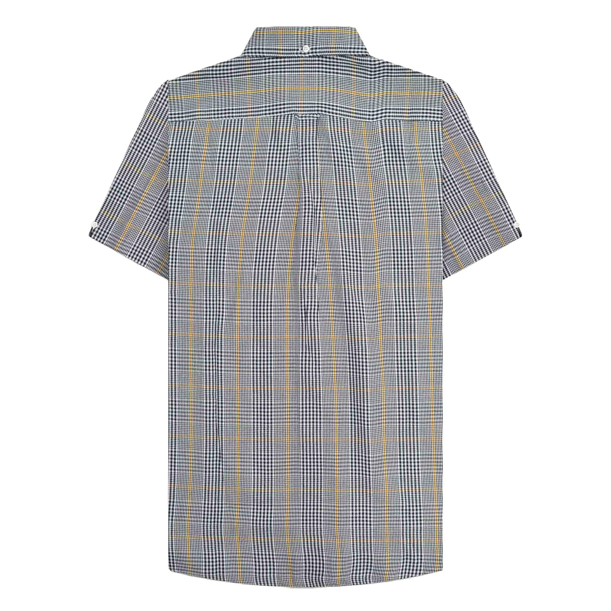 White-Black-Gold - Back - Lambretta Mens SS25 Houndstooth Shirt