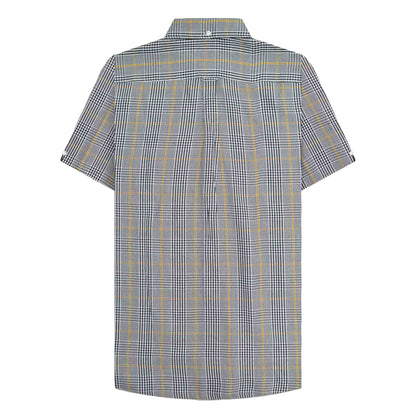 White-Black-Gold - Back - Lambretta Mens SS25 Houndstooth Shirt