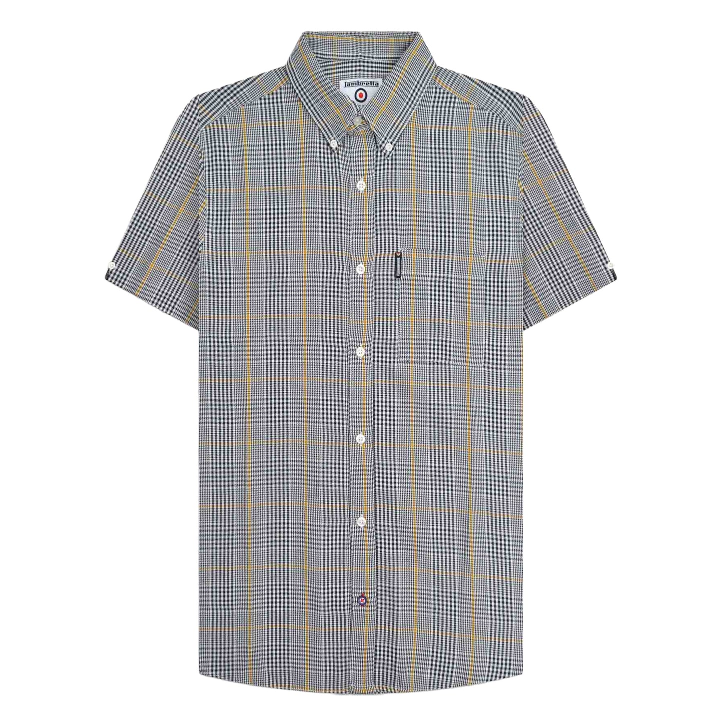 White-Black-Gold - Front - Lambretta Mens SS25 Houndstooth Shirt