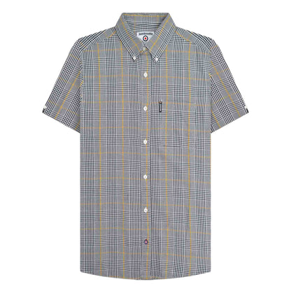 White-Black-Gold - Front - Lambretta Mens SS25 Houndstooth Shirt