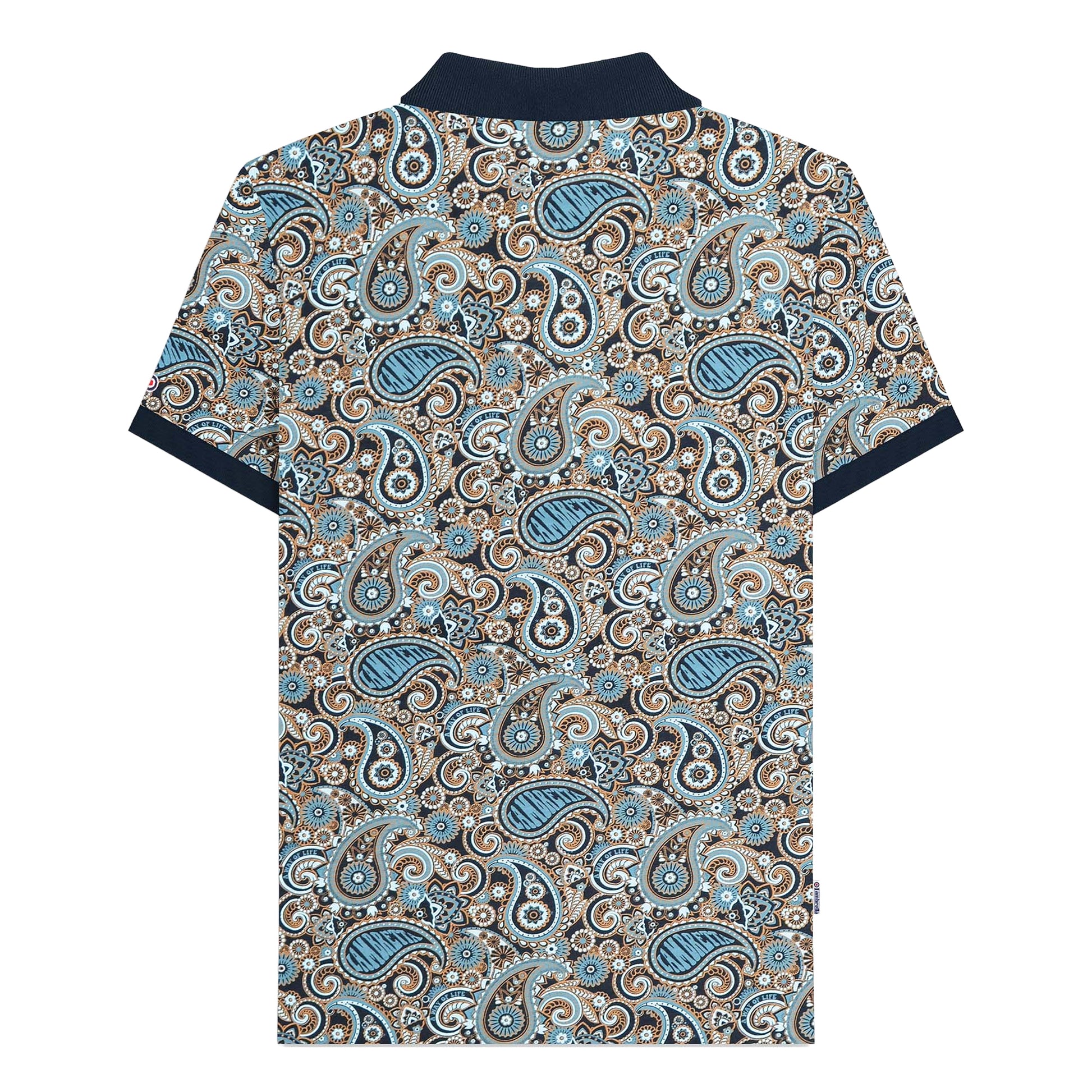 Navy-Smoke Blue - Back - Lambretta Mens SS25 Paisley Branded Big & Tall Polo Shirt