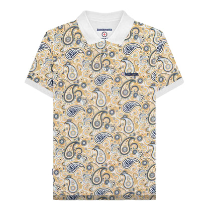White-Navy - Front - Lambretta Mens SS25 Paisley Branded Big & Tall Polo Shirt