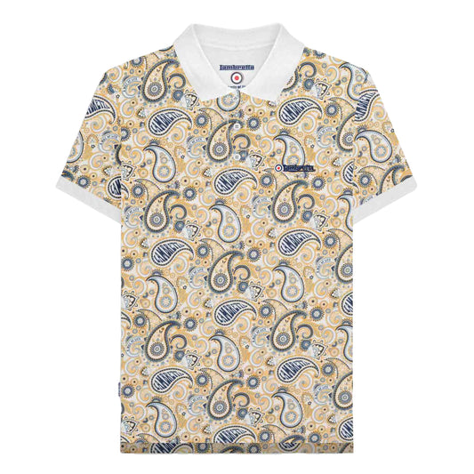 White-Navy - Front - Lambretta Mens SS25 Paisley Branded Big & Tall Polo Shirt