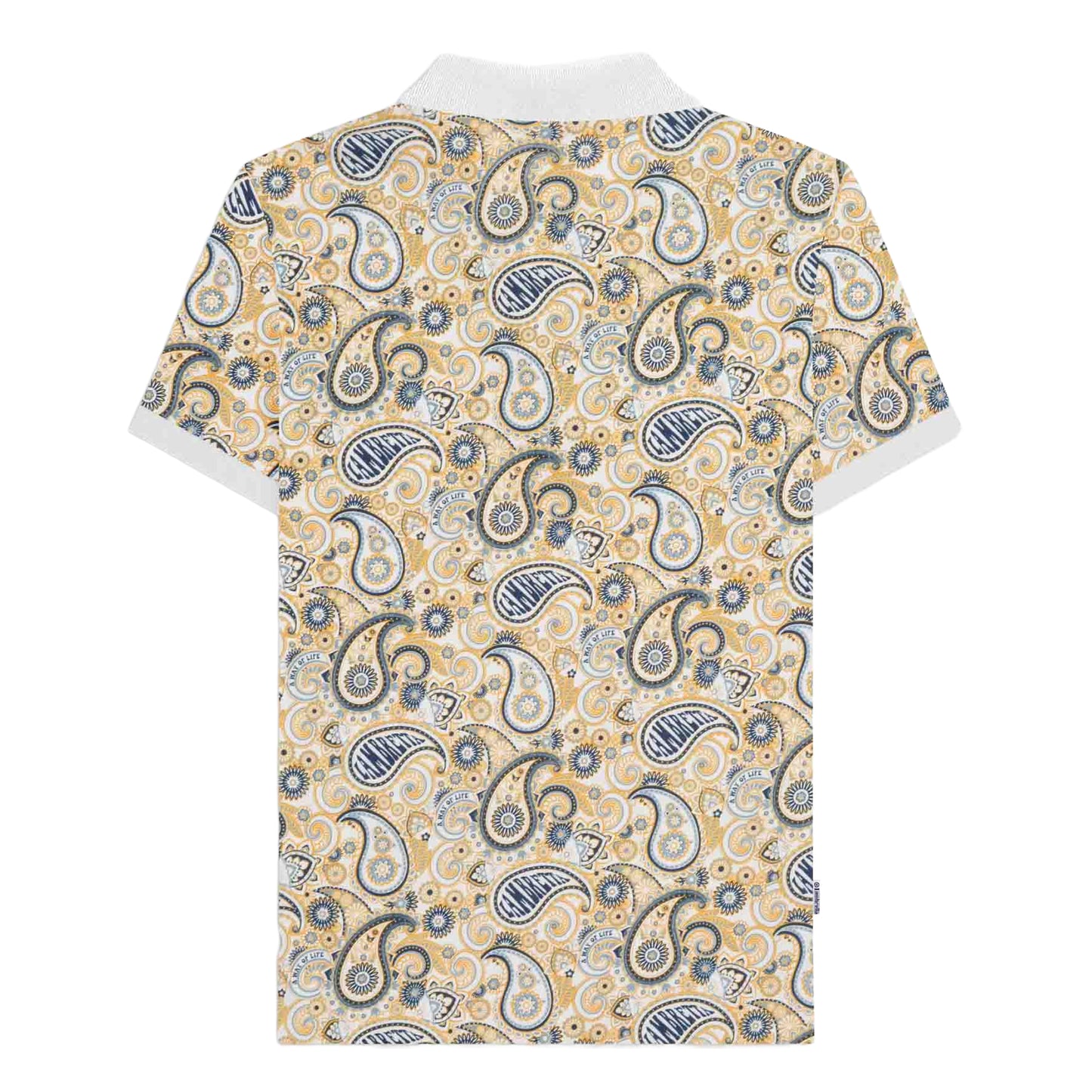 White-Navy - Back - Lambretta Mens SS25 Paisley Branded Big & Tall Polo Shirt