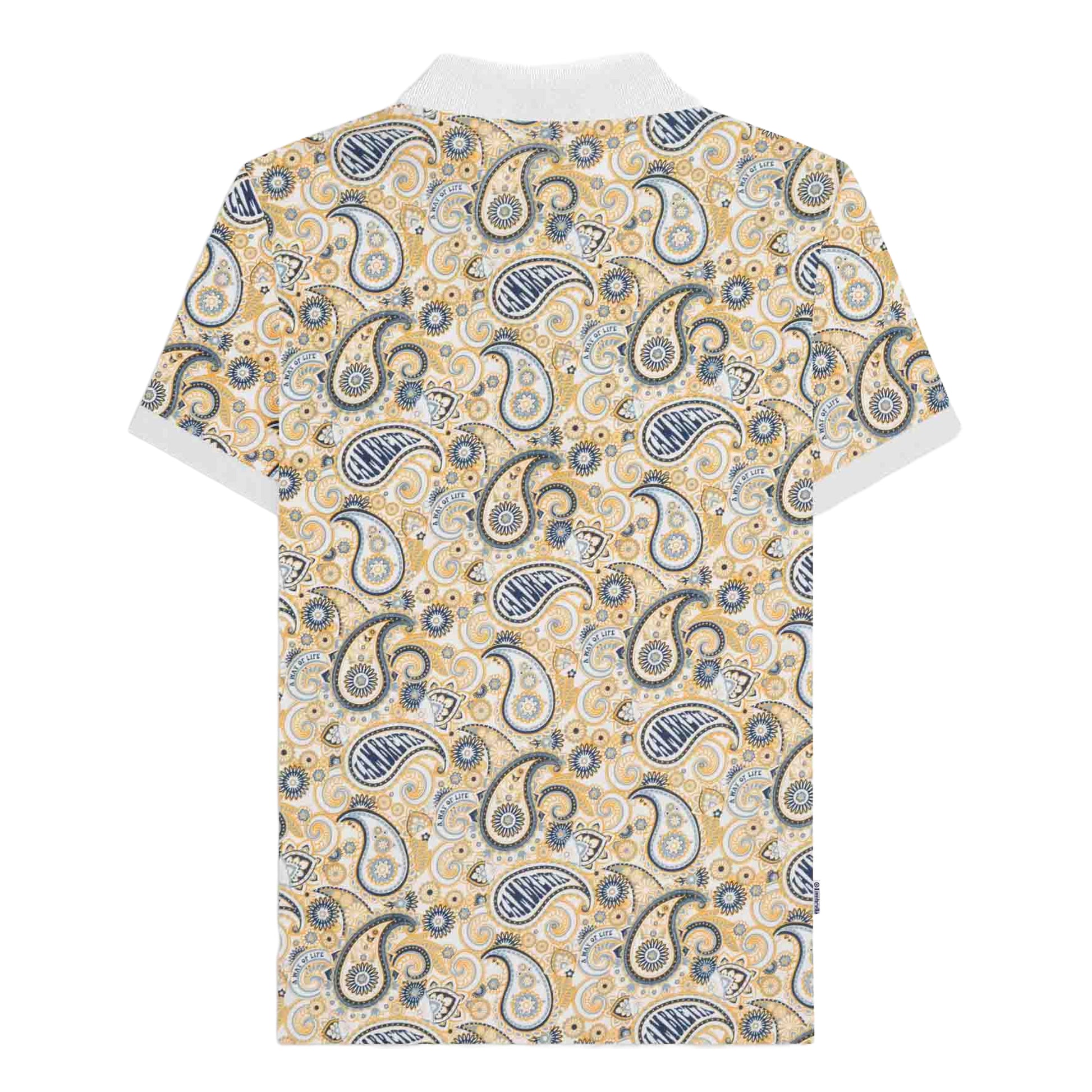White-Navy - Back - Lambretta Mens SS25 Paisley Branded Big & Tall Polo Shirt