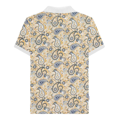 White-Navy - Back - Lambretta Mens SS25 Paisley Branded Big & Tall Polo Shirt
