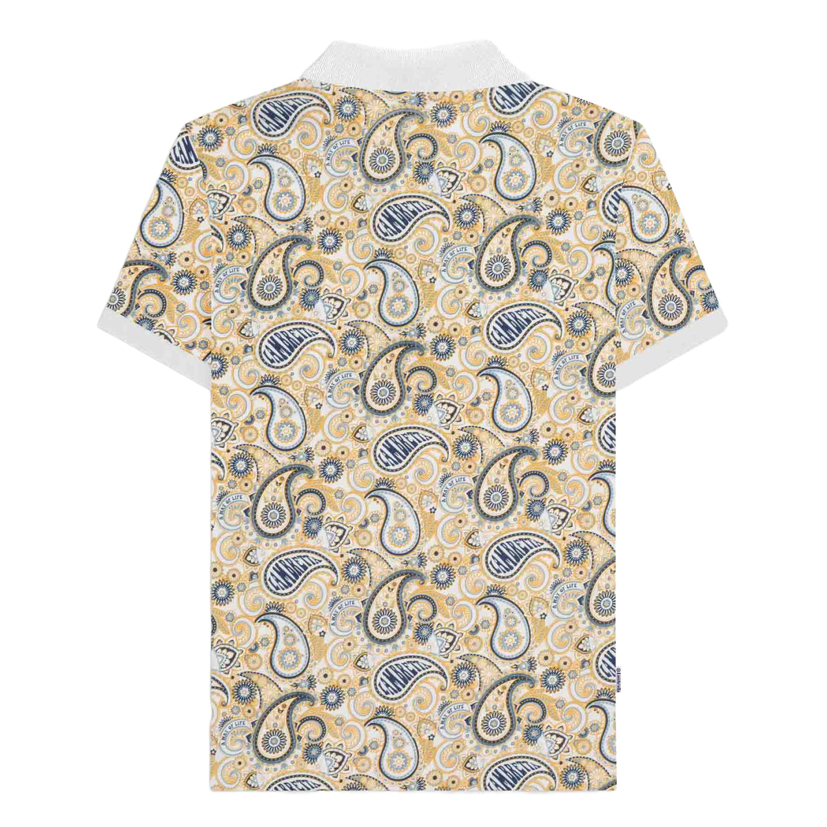 White-Navy - Back - Lambretta Mens SS25 Paisley Branded Big & Tall Polo Shirt