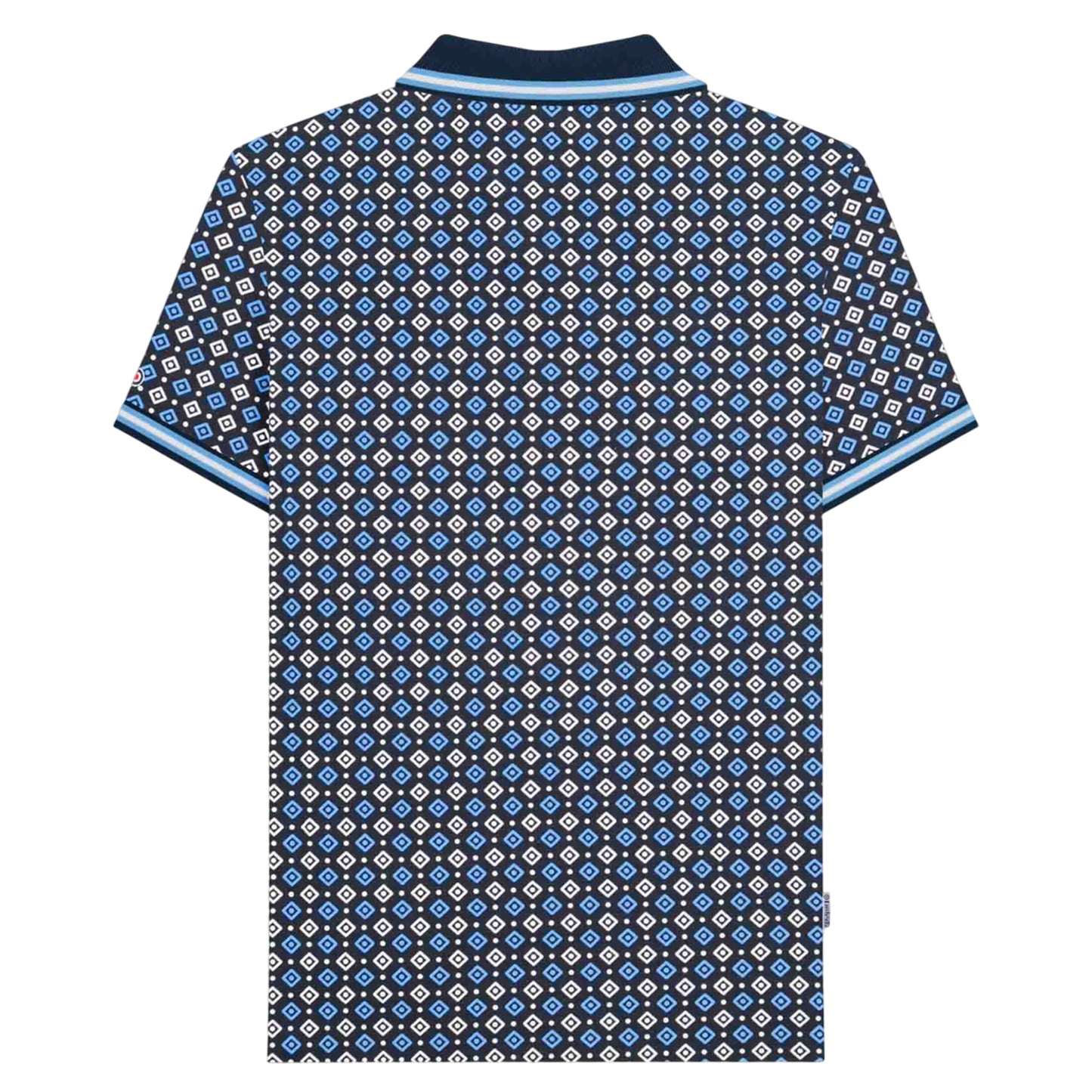 Navy-Azure Blue - Back - Lambretta Mens SS25 Geometric Big & Tall Polo Shirt