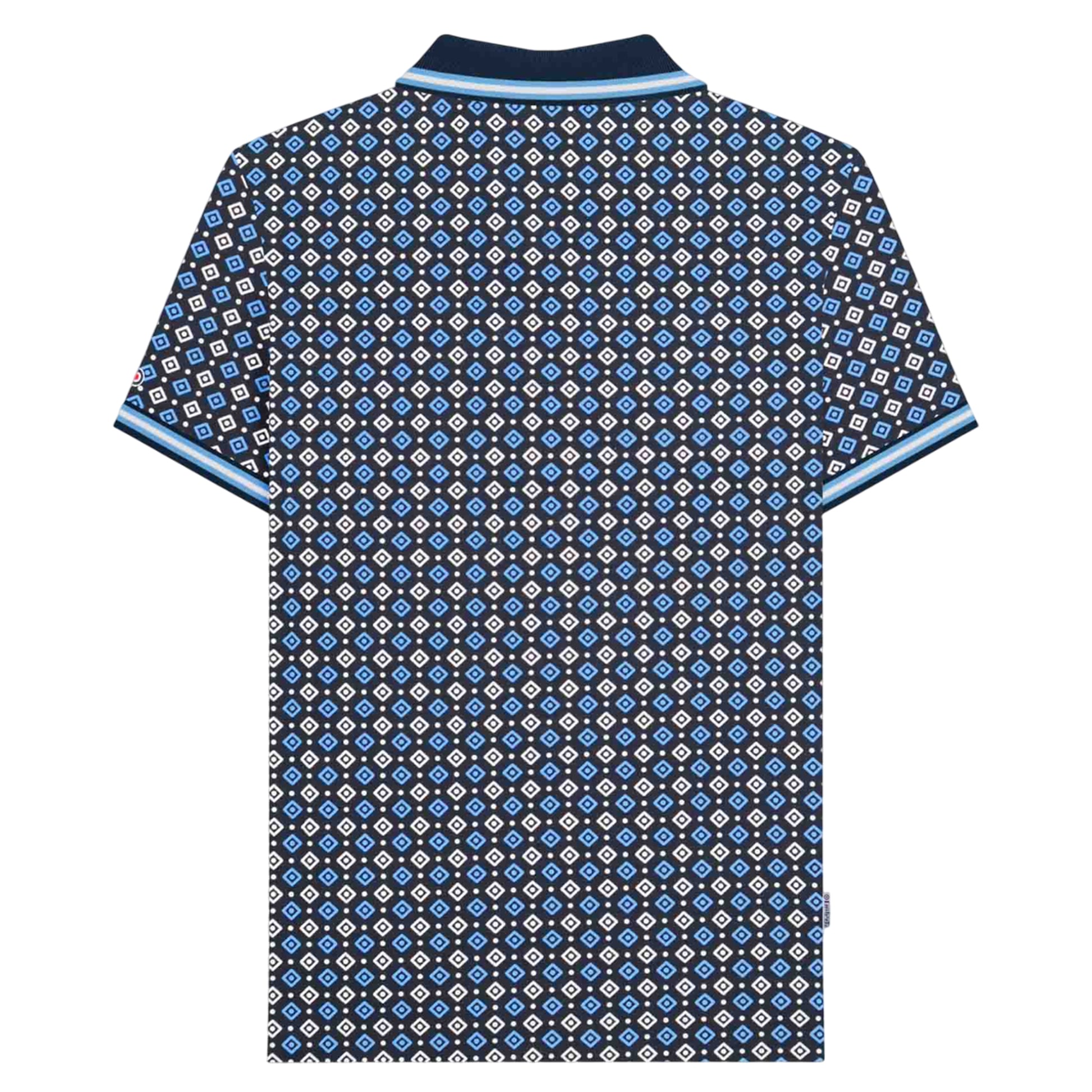 Navy-Azure Blue - Back - Lambretta Mens SS25 Geometric Big & Tall Polo Shirt
