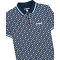 Navy-Azure Blue - Side - Lambretta Mens SS25 Geometric Big & Tall Polo Shirt