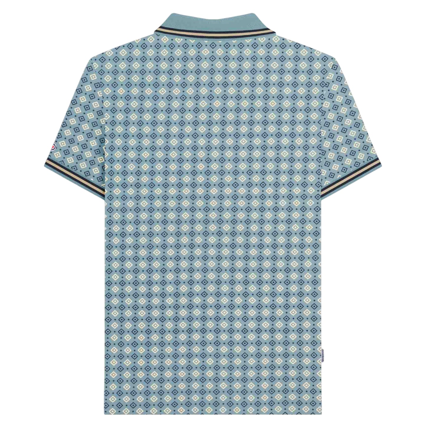 Smoke Blue - Back - Lambretta Mens SS25 Geometric Big & Tall Polo Shirt