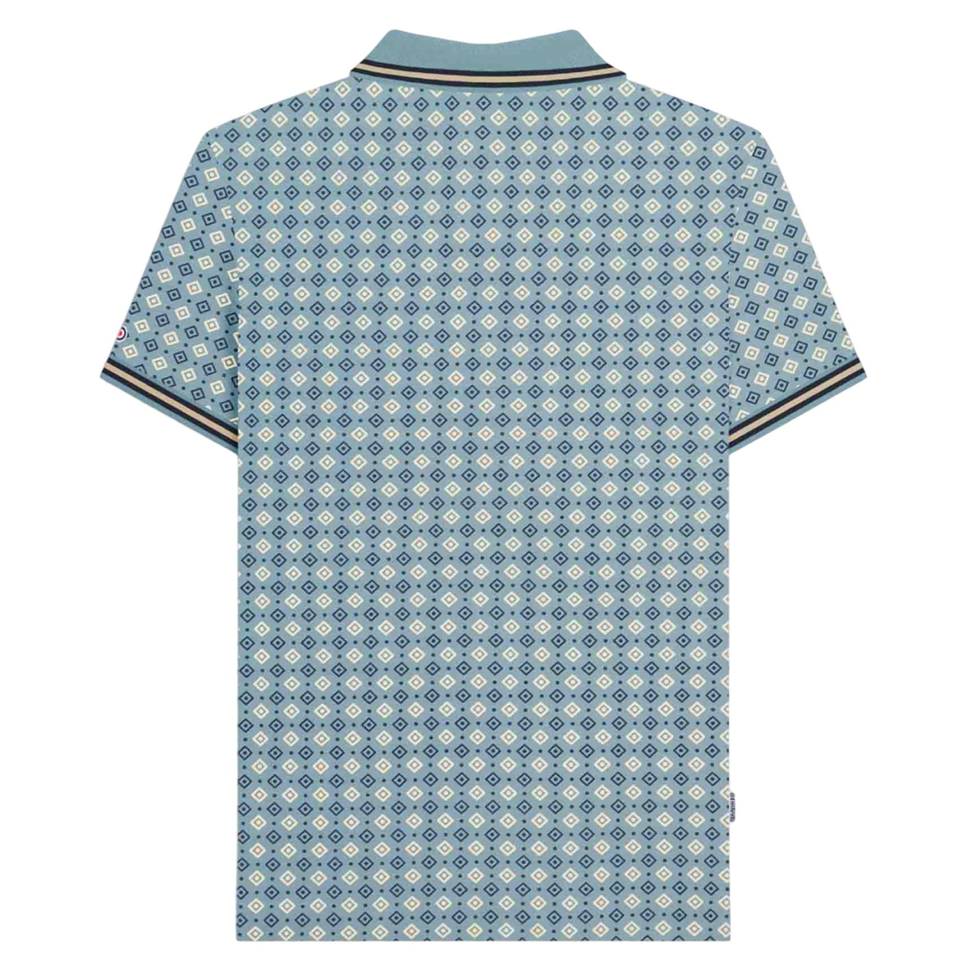 Smoke Blue - Back - Lambretta Mens SS25 Geometric Big & Tall Polo Shirt