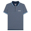 Navy-Azure Blue - Front - Lambretta Mens SS25 Geometric Big & Tall Polo Shirt
