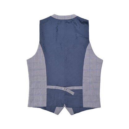 Grey - Back - Lambretta Mens George Prince Of Wales Check Waistcoat