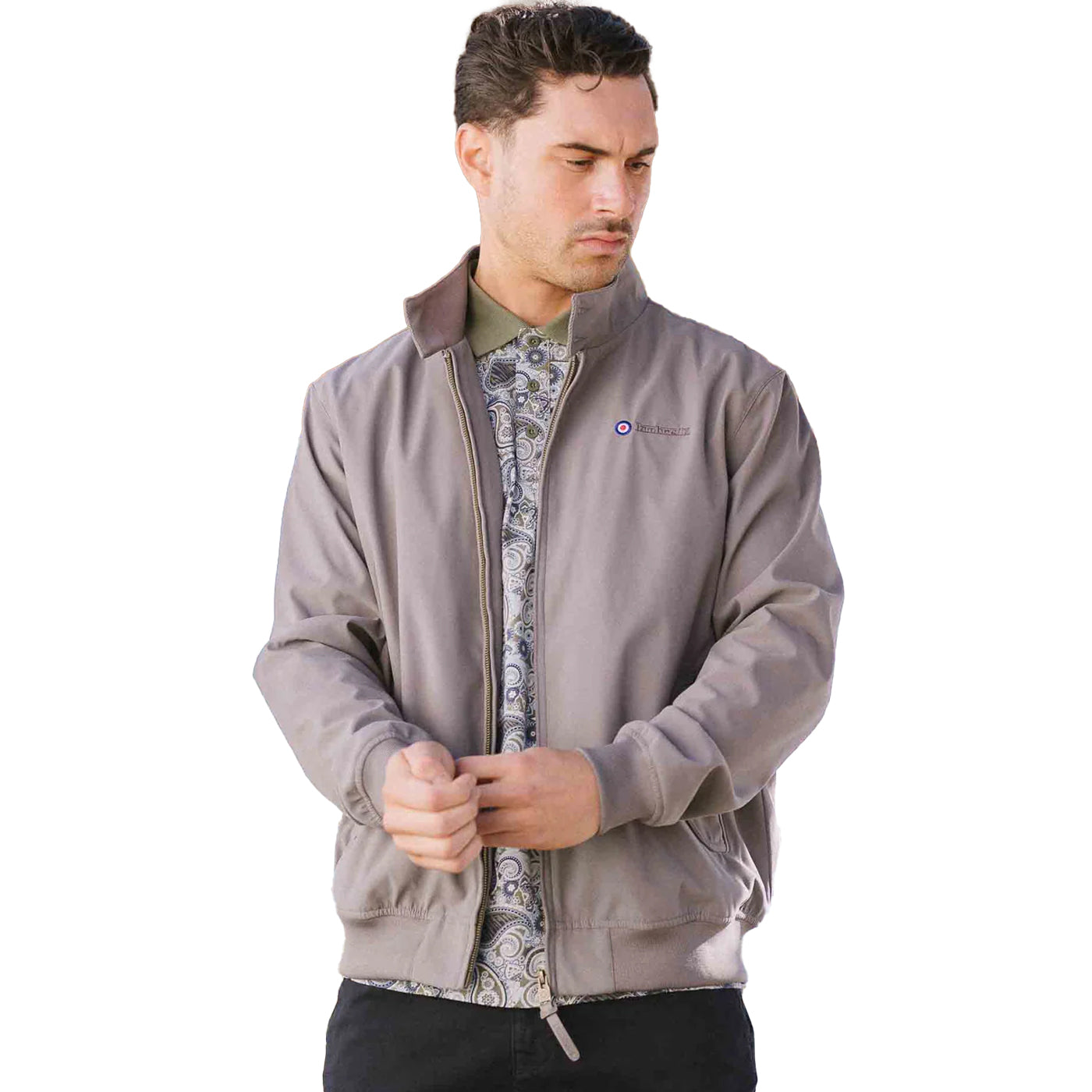 Dark Grey - Side - Lambretta Mens Shower Resistant Harrington Jacket