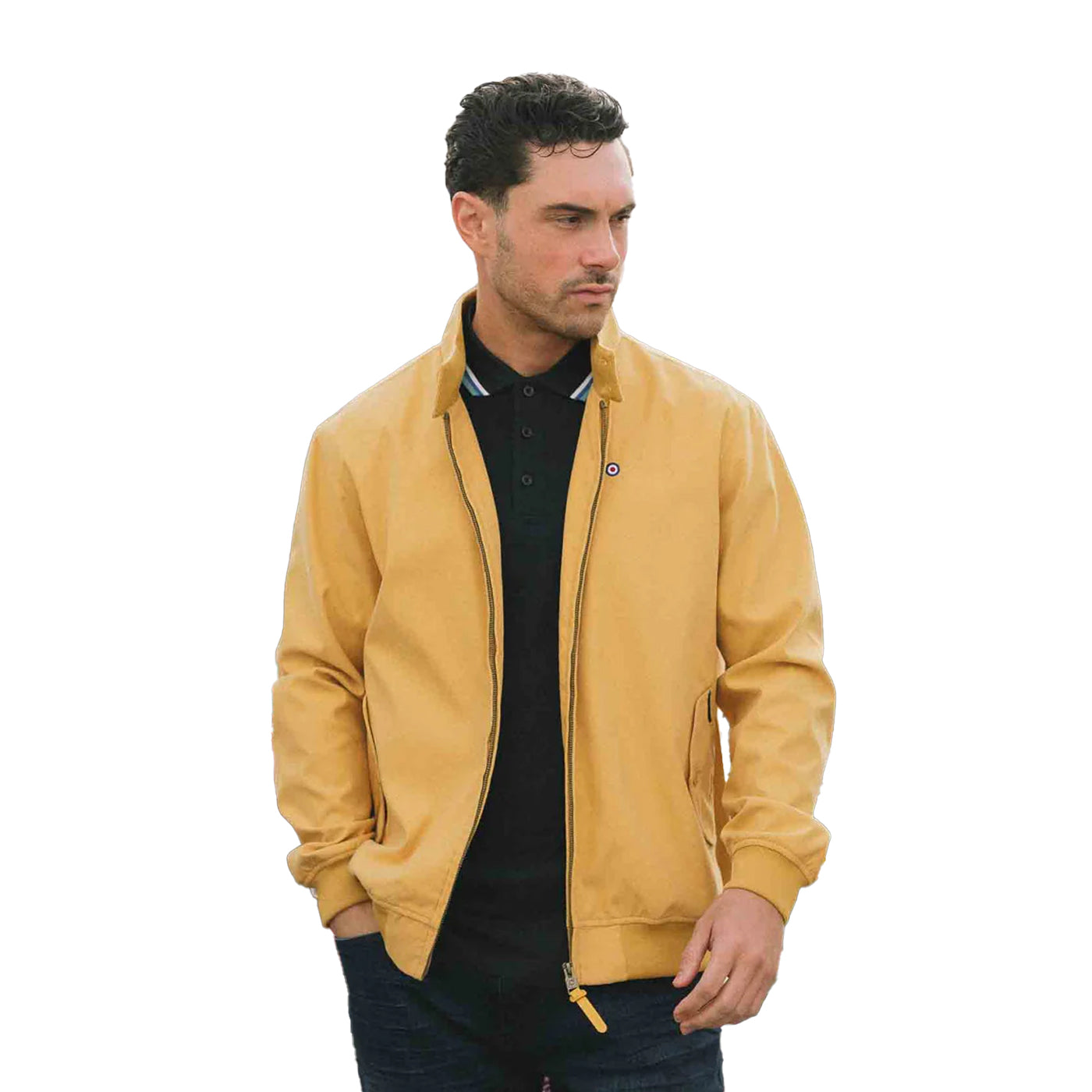 Mustard - Side - Lambretta Mens Shower Resistant Harrington Jacket