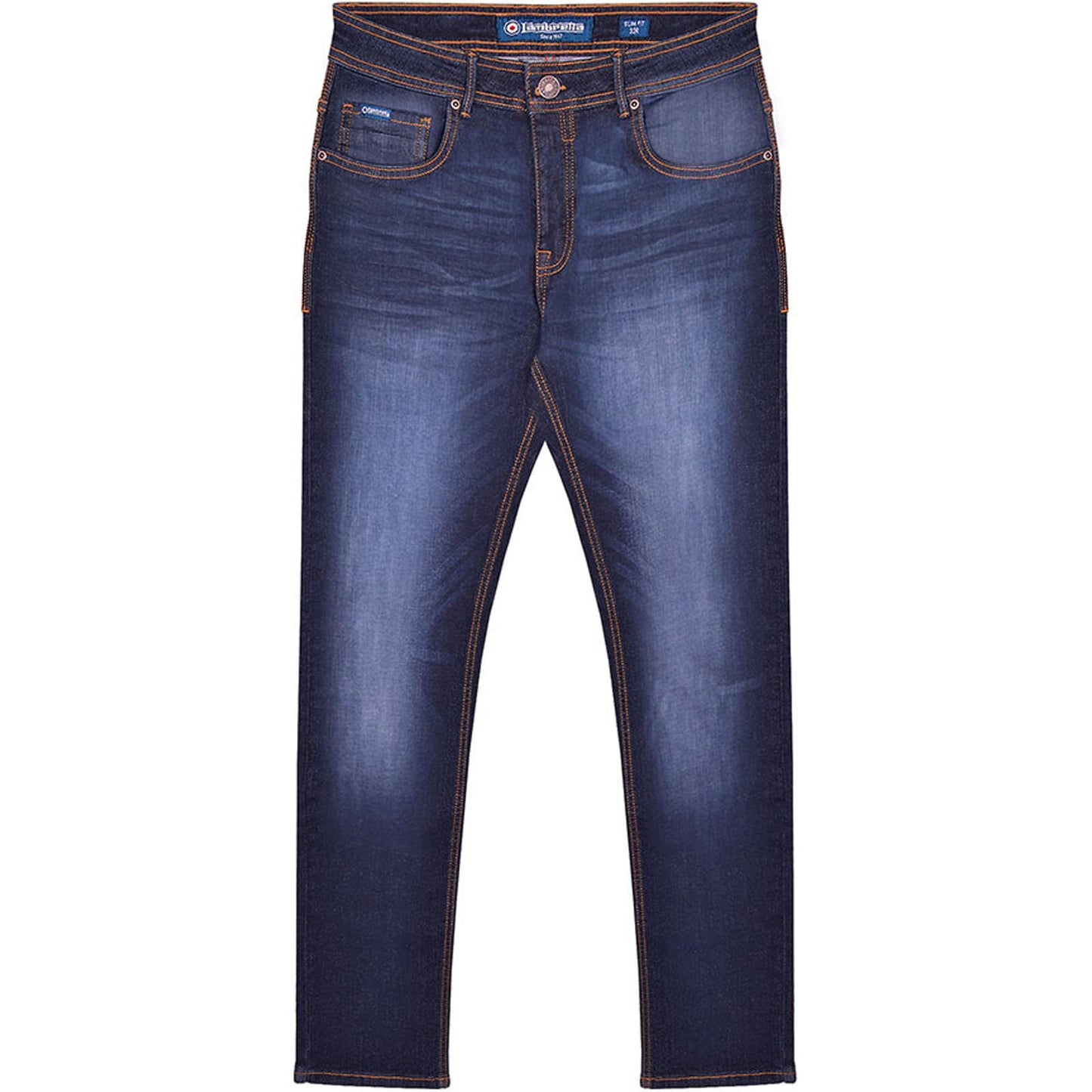 Dark Blue - Front - Lambretta Mens Stafford Slim Jeans