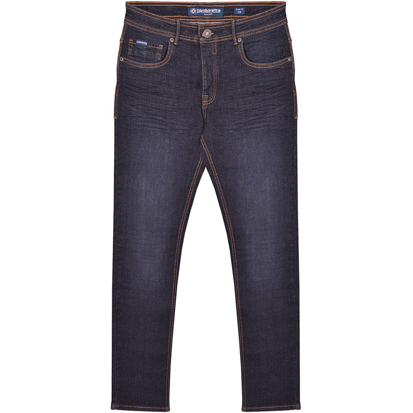Dark Navy - Front - Lambretta Mens Stafford Slim Jeans