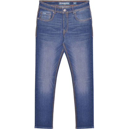 Mid Blue - Front - Lambretta Mens Stafford Slim Jeans