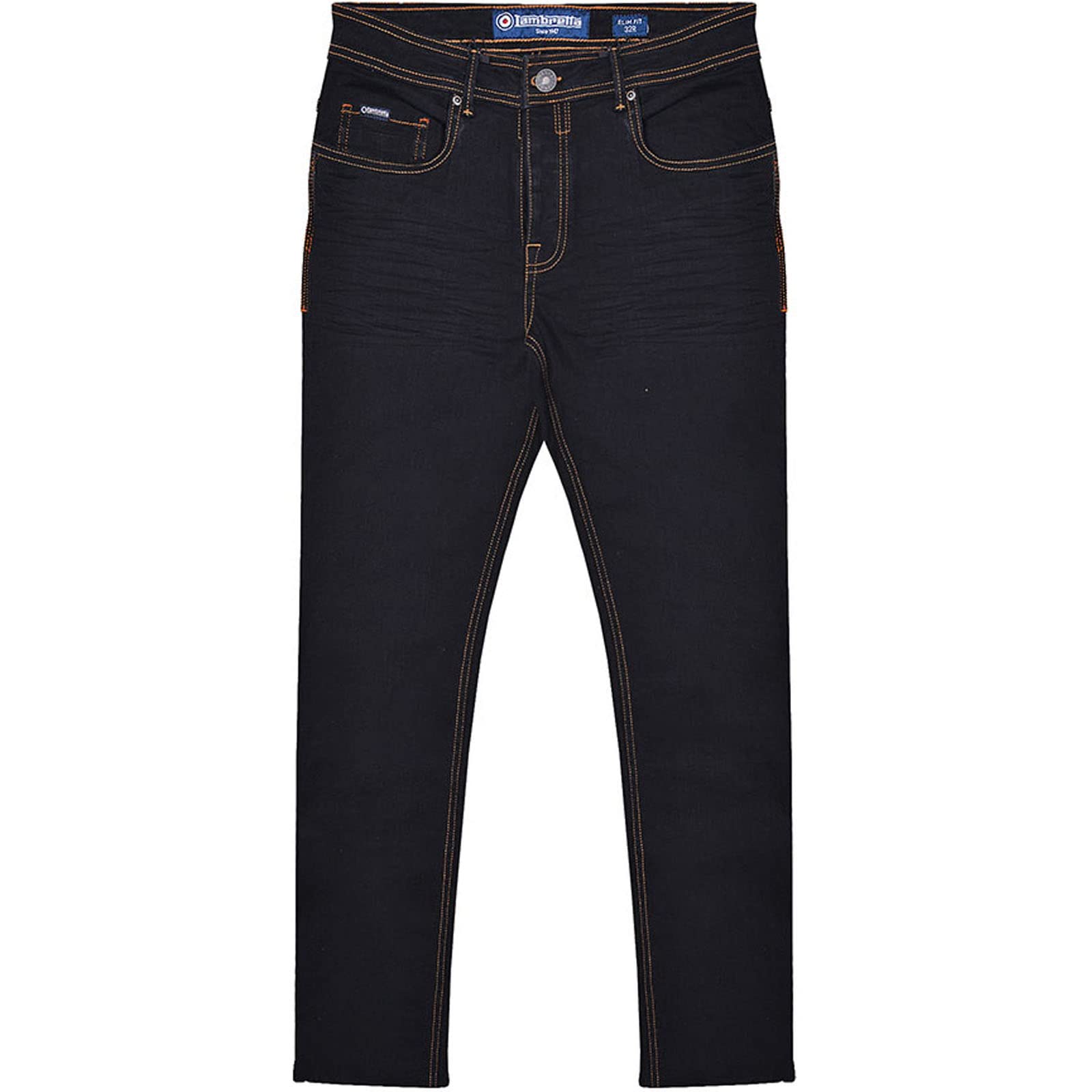 Black - Front - Lambretta Mens Stafford Slim Jeans