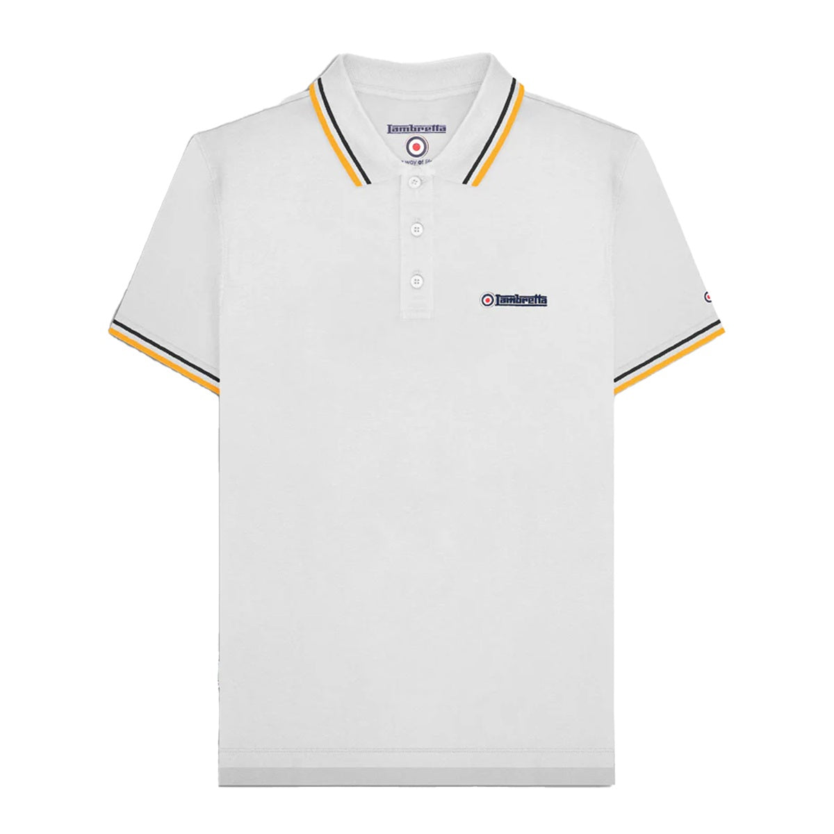 White-Black-Gold - Front - Lambretta Mens Twin Tip Polo Shirt