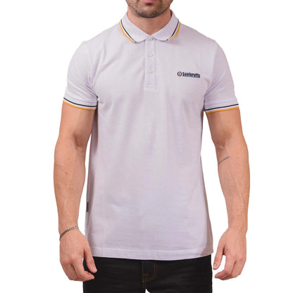 White-Black-Gold - Side - Lambretta Mens Twin Tip Polo Shirt