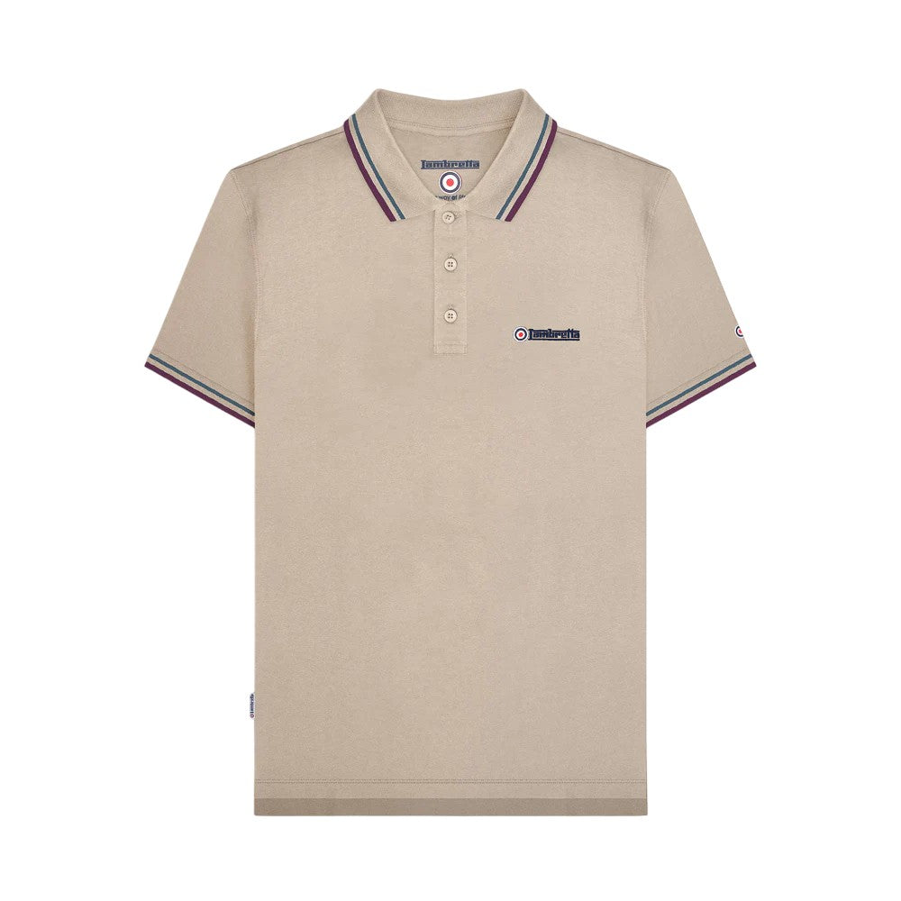 Stone-Moon-Ocean-Winter Bloom - Front - Lambretta Mens Twin Tip Polo Shirt