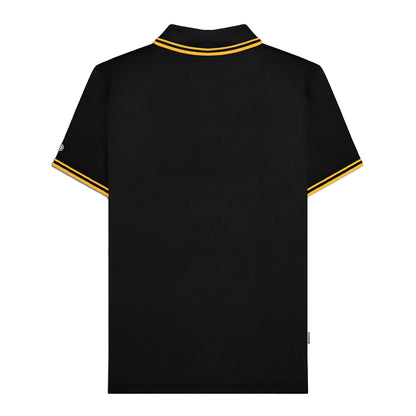 White-Black-Gold - Back - Lambretta Mens Twin Tip Polo Shirt