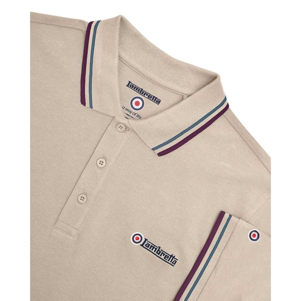 Stone-Moon-Ocean-Winter Bloom - Pack Shot - Lambretta Mens Twin Tip Polo Shirt