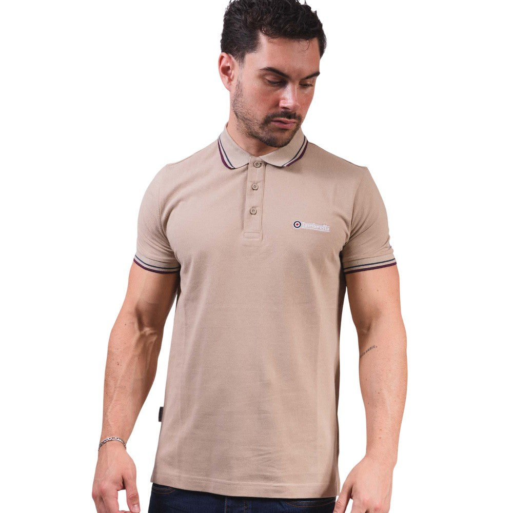 Stone-Moon-Ocean-Winter Bloom - Close up - Lambretta Mens Twin Tip Polo Shirt